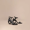 BURBERRY Sculpted Heel Suede Sandals,40541831