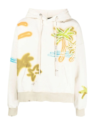 Palm Angels Palm Neon Cotton Sweatshirt Hoodie In Neutrals