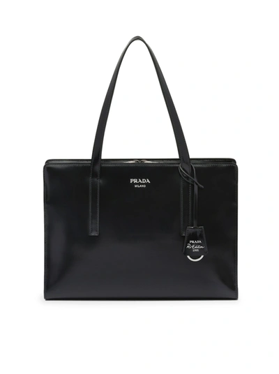 Prada Re-edition 1995 Medium Bag In Brushed Leather In Black