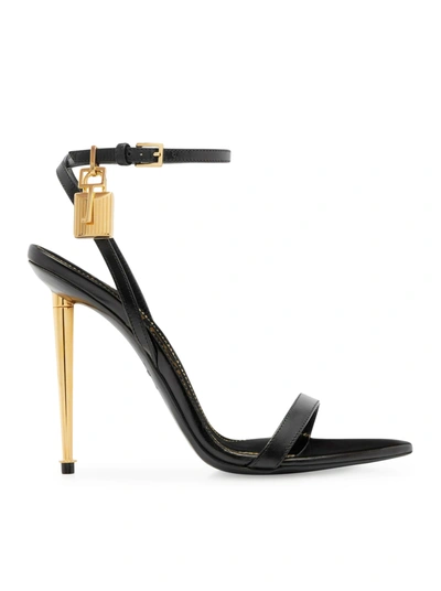 Tom Ford Padlock Leather Sandals In Black