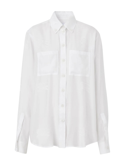 Burberry Silk Jacquard Oversized Shirt In White