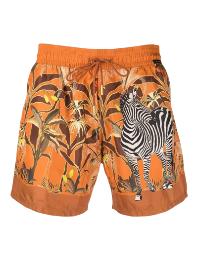 Etro Floral-print Swimming Shorts In Orange