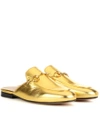 Gucci Princetown Metallic Leather Slipper In Metallic Gold Leather