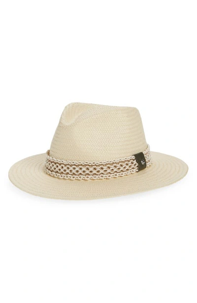 Rag & Bone Net Band Woven Straw Packable Fedora In Natural