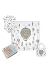 Atelier Choux Hot Air Balloons Bib, Bodysuit & Swaddle Set In Multi
