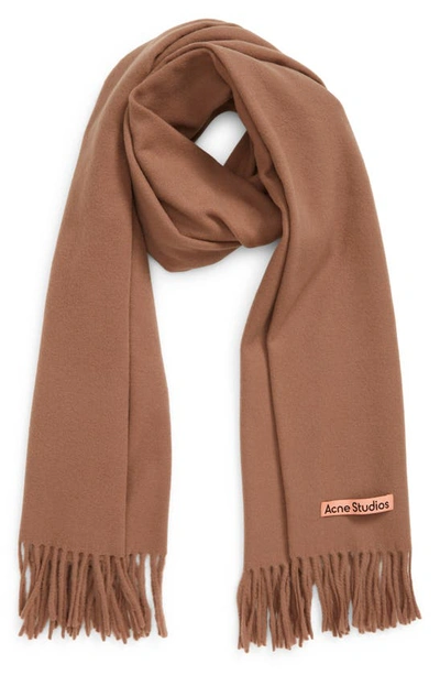 Acne Studios Canada Fringe Scarf In Caramel Brown