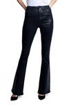 L Agence Marty Coated High Waist Flare Leg Jeans In Noir Coated