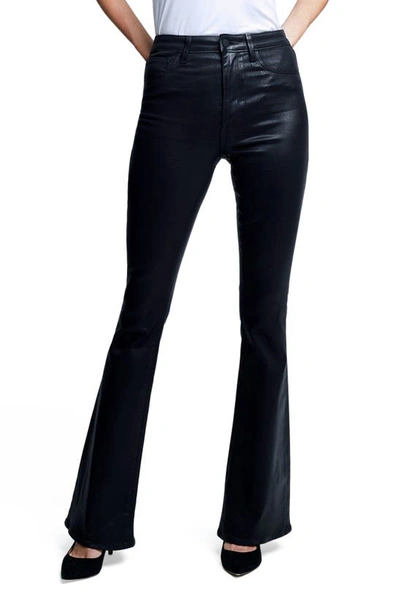 L Agence Marty Coated High Waist Flare Leg Jeans In Noir Coated