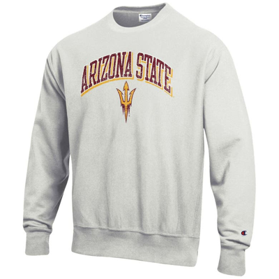 Champion Gray Arizona State Sun Devils Arch Over Logo Reverse Weave Pullover Sweatshirt In Heathered Gray