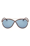 Tom Ford Rickie Twist Acetate Aviator Sunglasses In Light Brown/ Turquoise
