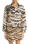 Stella Mccartney Tiger Print Jacquard Utility Jacket In 9907 - Raffia