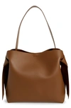 Acne Studios Mini Musubi Leather Top Handle Bag In Camel Brown