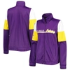 G-III 4HER BY CARL BANKS G-III 4HER BY CARL BANKS PURPLE LOS ANGELES LAKERS CHANGE UP FULL-ZIP TRACK JACKET