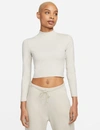 Nike Dri-fit Luxe Long Sleeve Crop Top In Brown