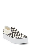 Vans Classic Slip On Platform Sneakers In Checkerboard Black/ Classic Wh
