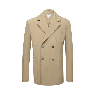 Bottega Veneta Nylon Double-breasted Blazer In Beige