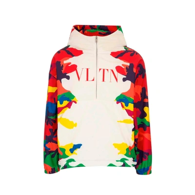 Valentino Camou7 Printed Hooded Anorak Jacket In White
