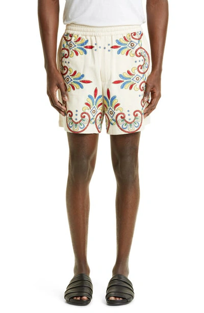 Bode Carnival Embroidered Cotton Shorts In White