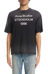 Acne Studios Men Crew Neck T-shirt With Print In Black