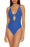 BECCA LINE N SAND CUTOUT ONE-PIECE SWIMSUIT