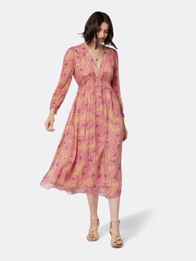 Joie Kaz Maxi Silk Dress In Pink In Brown