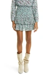 Isabel Marant Étoile Naomi Smocked Cotton Miniskirt In Green