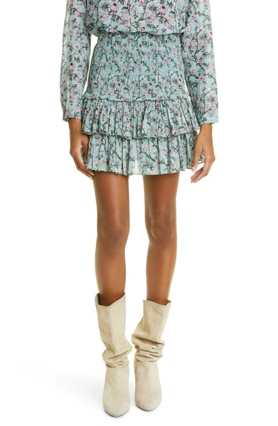 Isabel Marant Étoile Naomi Smocked Cotton Miniskirt In Green