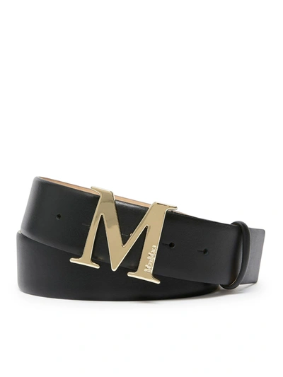 Max Mara Mgraziata40 Leather Belt In Black