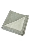 Melange Self Hem Merino Wool Blanket In Grey