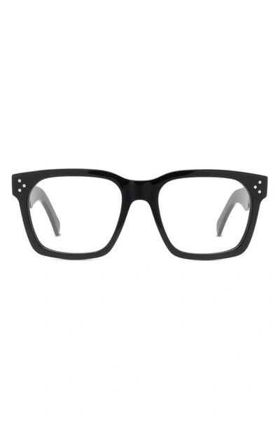 Celine 54mm Geometric Optical Glasses In Shiny Black