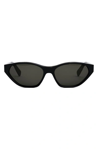 Celine 57mm Cat Eye Sunglasses In Shiny Black