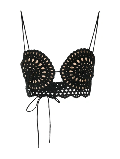 Stella Mccartney Broderie-anglaise Cropped Top In Black