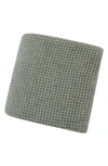 Melange Merino Wool Waffle Knit Blanket In Light Grey