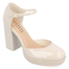 Journee Collection Women's Samarr Platform Block Heel Pumps In White