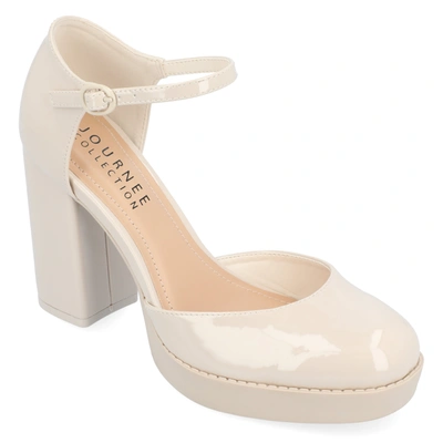 Journee Collection Women's Samarr Platform Block Heel Pumps In White