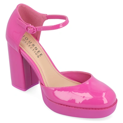 Journee Collection Women's Samarr Platform Block Heel Pumps In Pink