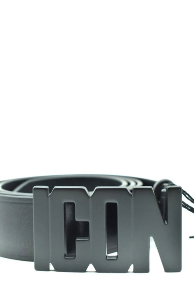 Dsquared2 Be Icon Plaque Belt In Black