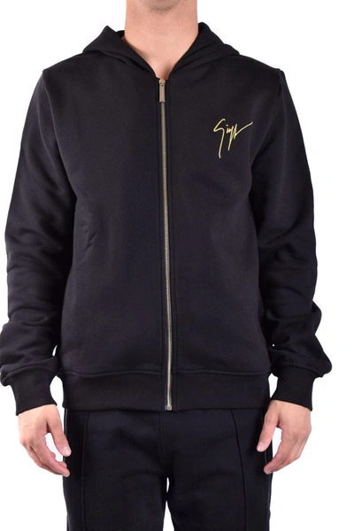 Giuseppe Zanotti Basic Line Lr-17 Zip Hoodie With Embroidery In Black