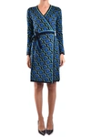Diane Von Furstenberg Multicolor Wrap Dress With Geometric Pattern In Multicolor
