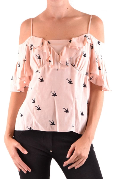 Mcq By Alexander Mcqueen Pin Up And Swallow Printed Top In Pink