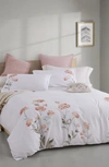 Melange Orange Hydrangea Embroidery Duvet Cover Set In Orange/ White