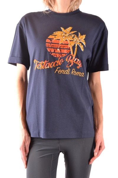 Fendi Tshirt Short Sleeves In Blue