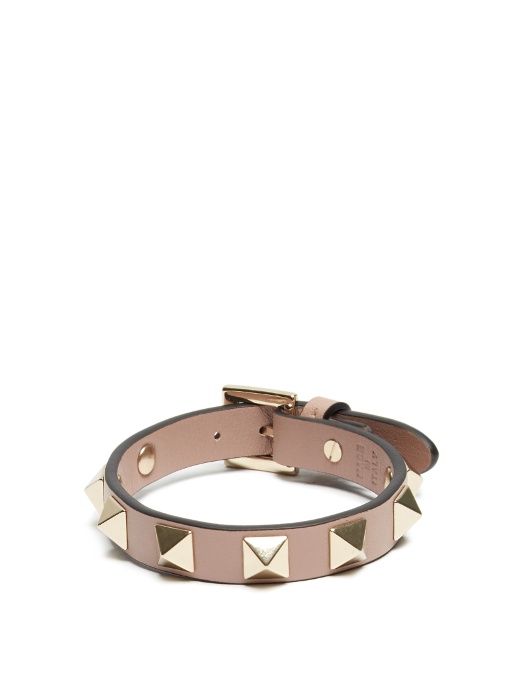 Valentino Garavani Rockstud Leather Bracelet In Nude-brown | ModeSens
