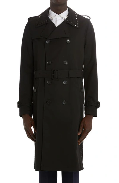 VALENTINO ROCK STUD DOUBLE BREASTED TRENCH COAT