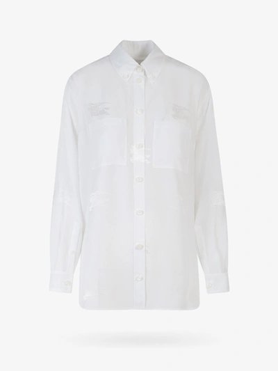 Burberry Silk Jacquard Oversized Shirt In White