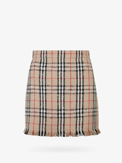 Burberry Catia Tweed Mini Skirt In Beige