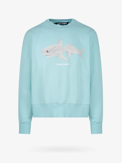 Palm Angels Shark Crewneck Sweatshirt In Blue