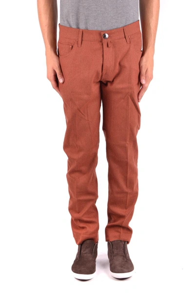 Jacob Cohen Logo Patch Straight Leg Trousers In Brown
