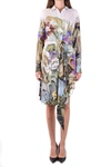 Off-white Botanical-print Belted Silk Shirtdress In Multicolor