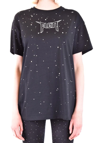 Philipp Plein Relaxed Fit Black T-shirt With Glass Accents In Gray